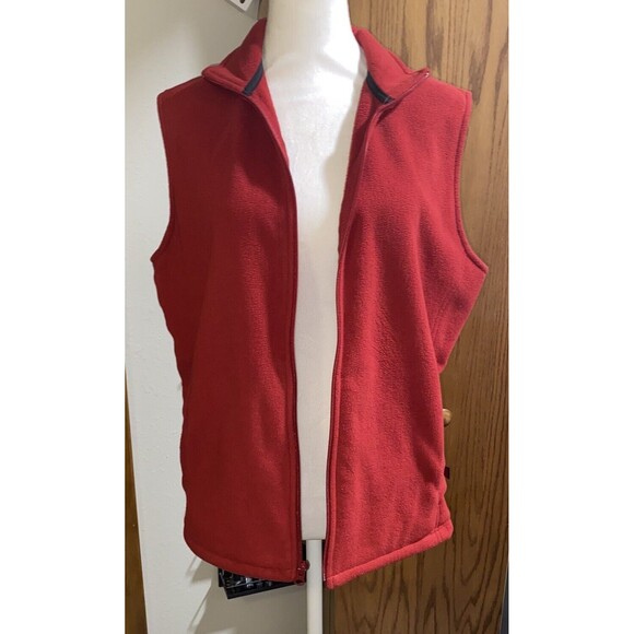 Woolrich Andes Fleece Vest Women's Large Red Mock Neck Pockets Outdoors Holiday - Picture 10 of 11